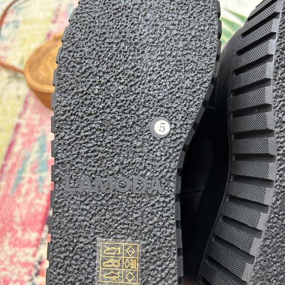 $135 Lamoda Unstable Chunky Ankle Creeper Boots 5 Faux Leather Goth Platform - Picture 10 of 10